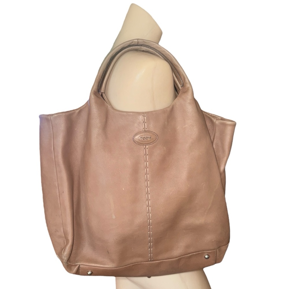 TODS Women's Tan Leather Tote Bag, Made in Italy